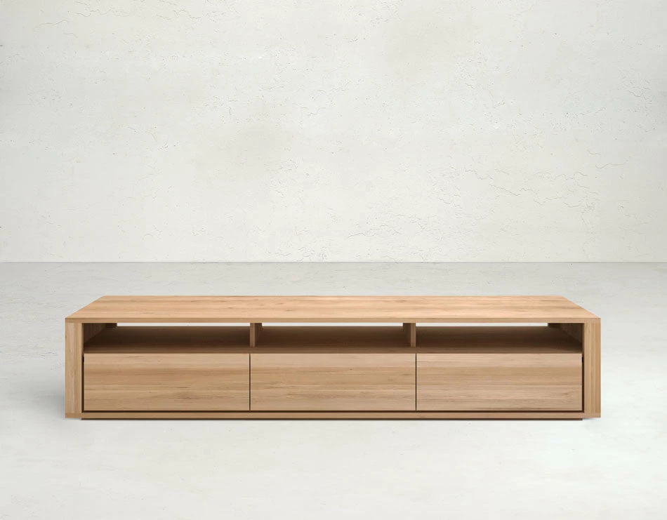 Ethnicraft Shadow Oak TV Unit 3 Drawers 4 Ethnicraft Shadow Oak TV Unit 3 Drawers - Image 2