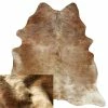 Open Room Small Natural Solid Beige Cowhide Rug